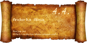 Andorka Absa névjegykártya